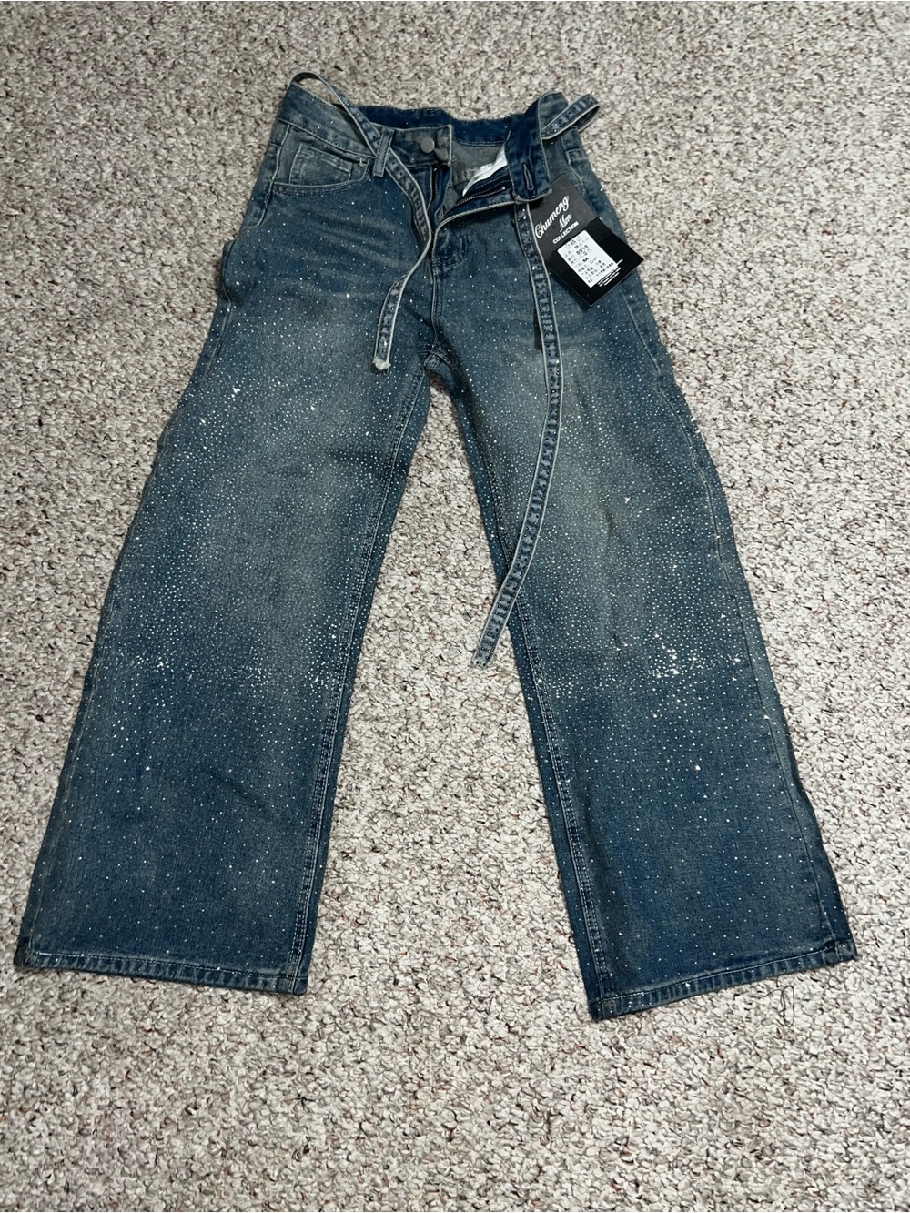 Women bling bling denim blue washed straight  leg sz 27
